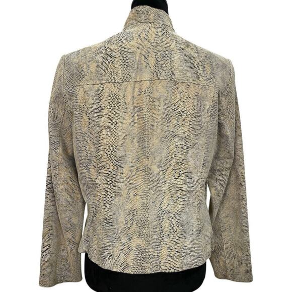NWOT - Alfani Reptile Print Tan Leather Jacket - Picture 2 of 5